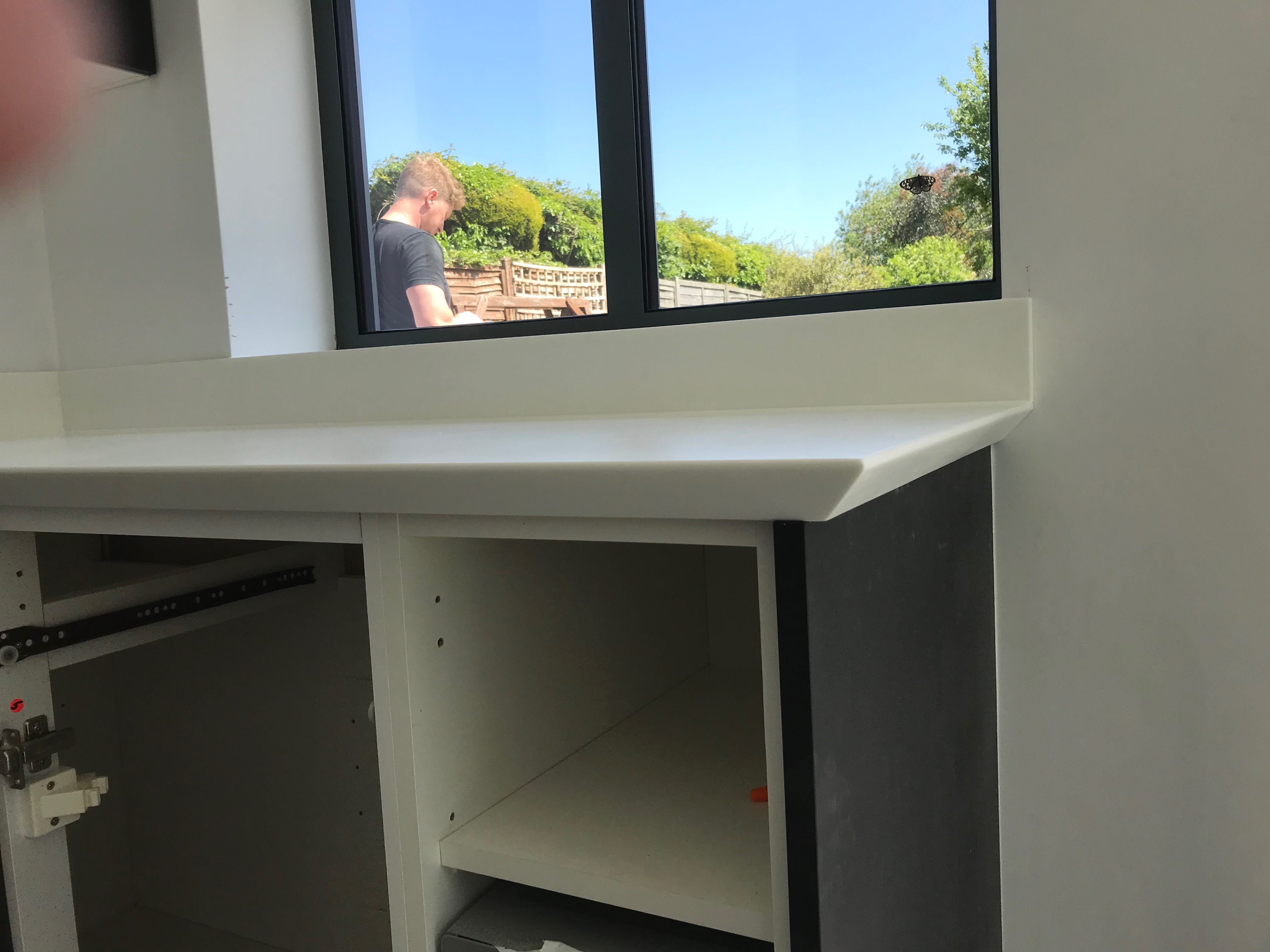 Staron Bright White Worktop with Sharks Nose Edge