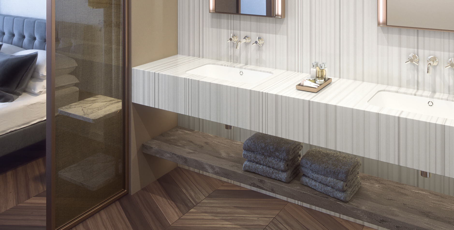 Corian Silver Linear Bathroom | Crafted by Design
