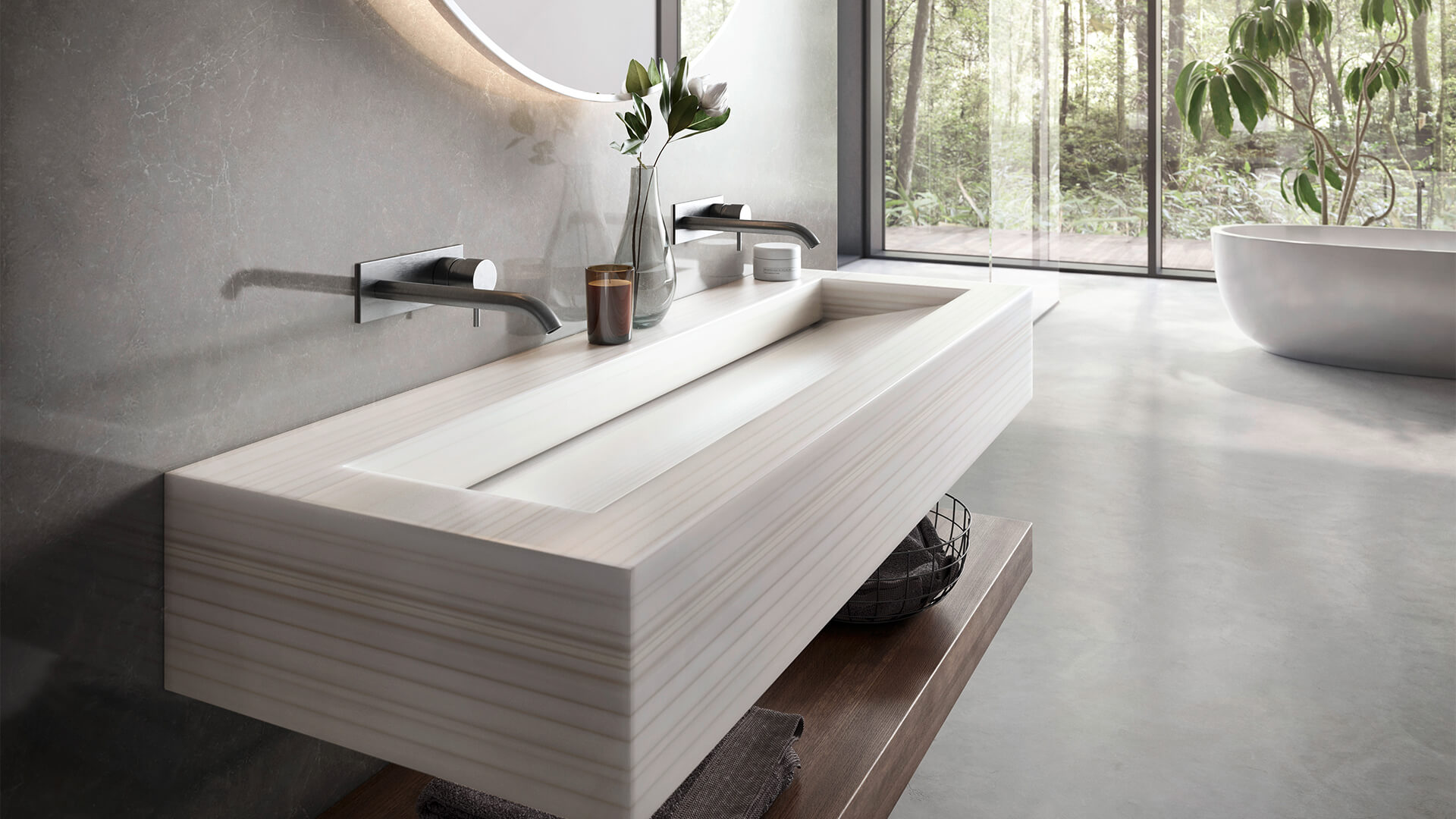 Corian Silver Linear Bathroom | Crafted by Design