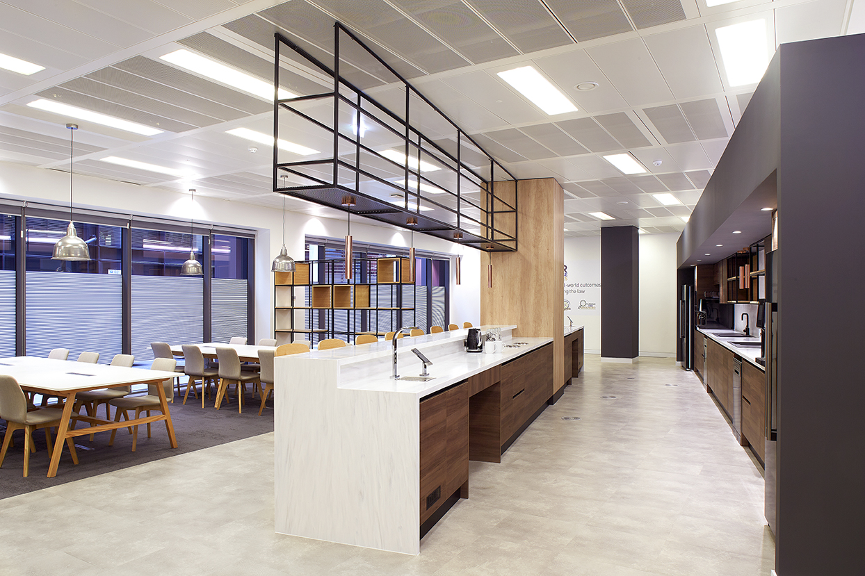 Krion Carrara dark office teapoint Office teapoint with slab end - Krion Carrara Dark