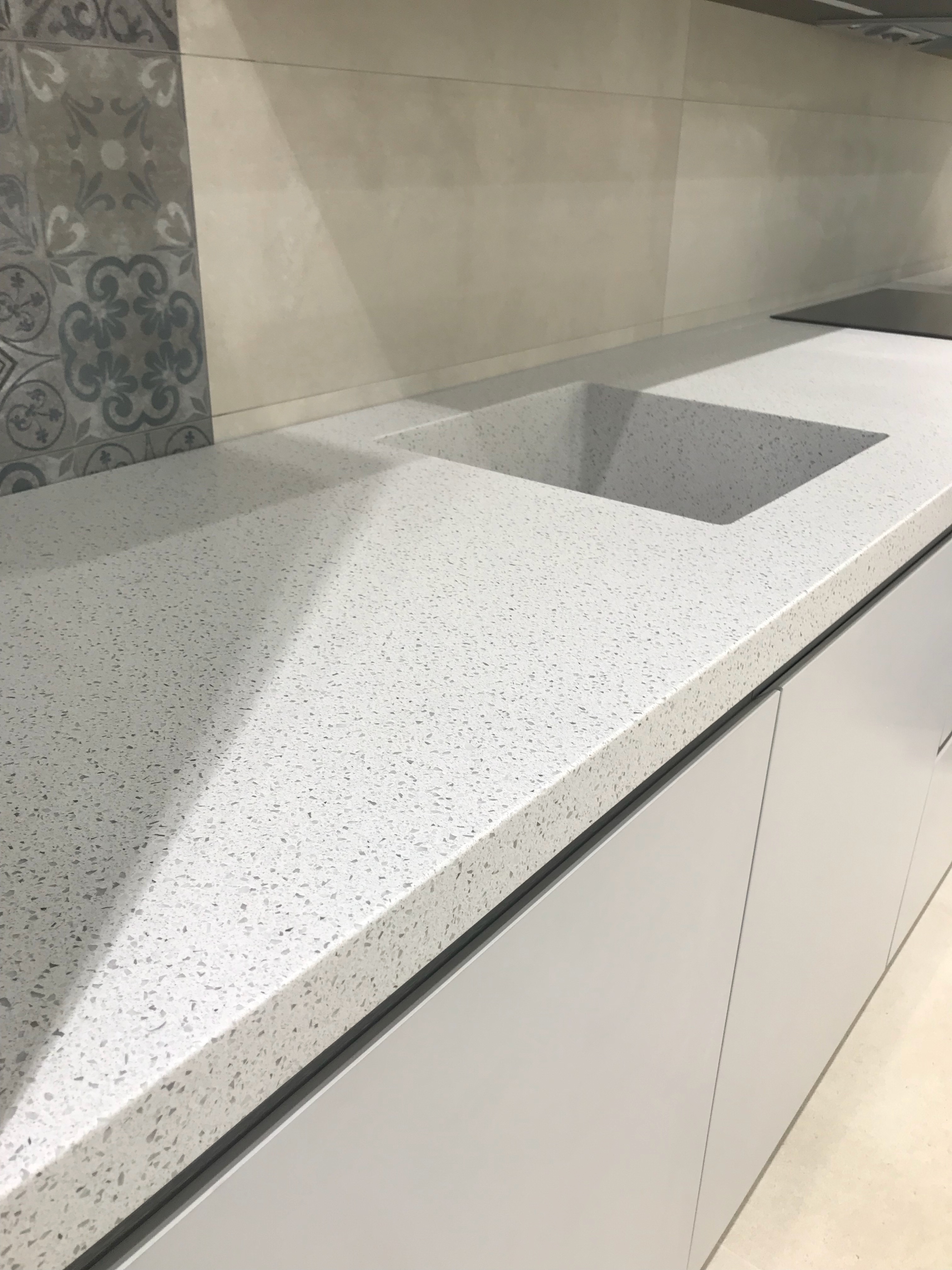 Krion Bright Rock Worktop Front Edge Square Profile Krion Bright Rock Worktop Front Edge Square Profile