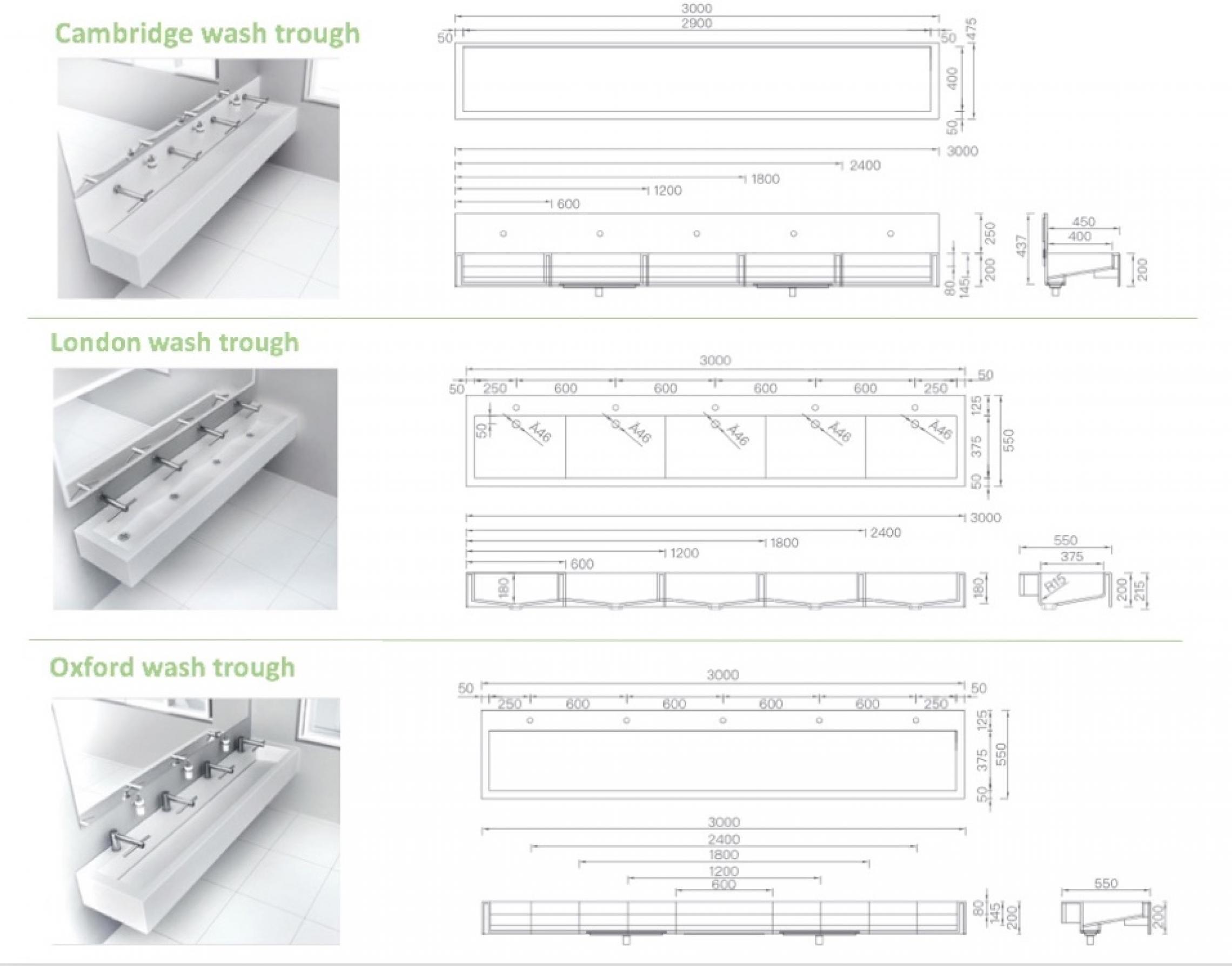 Corian wash troughs