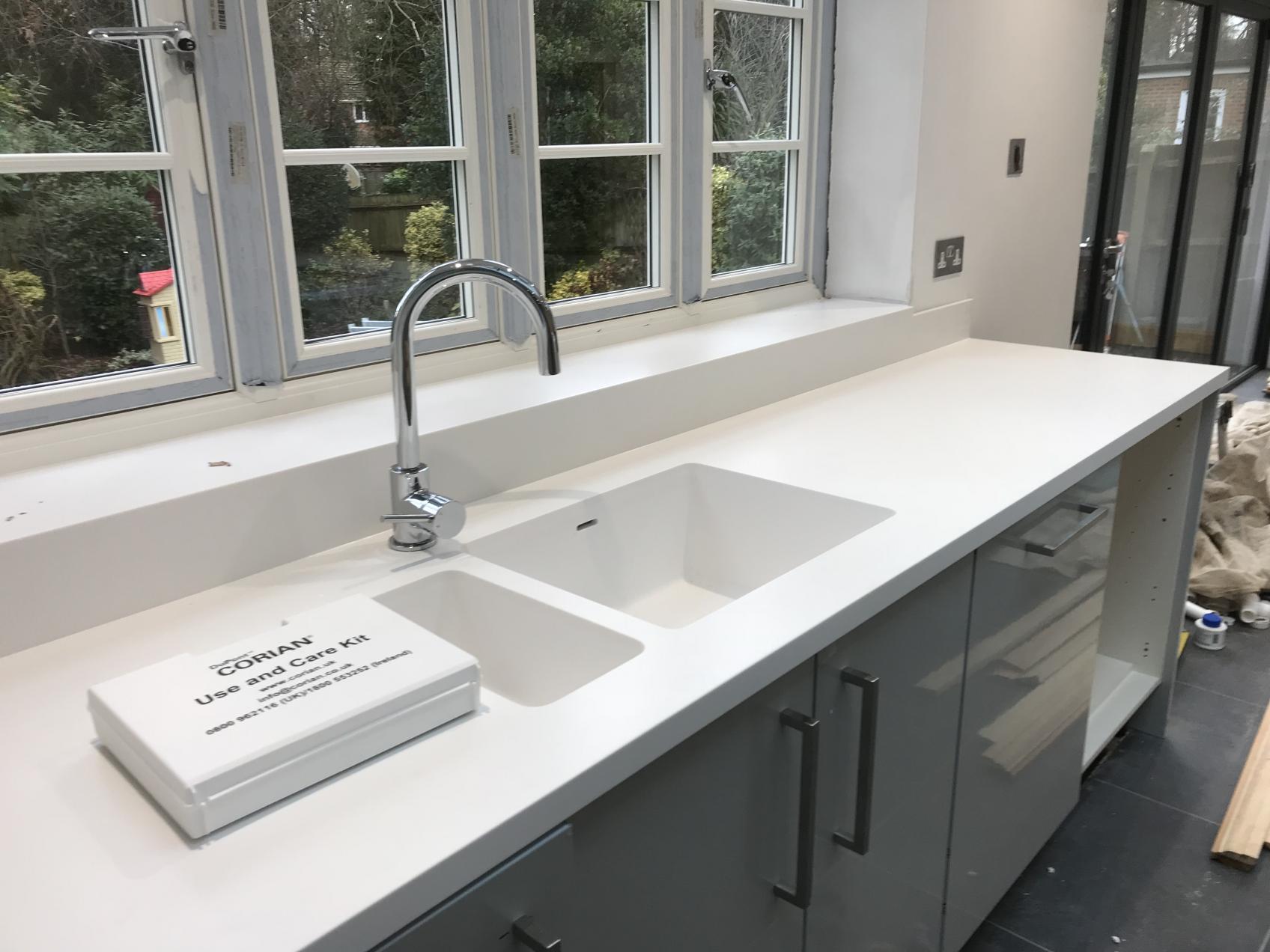 kitchen worktops and sink