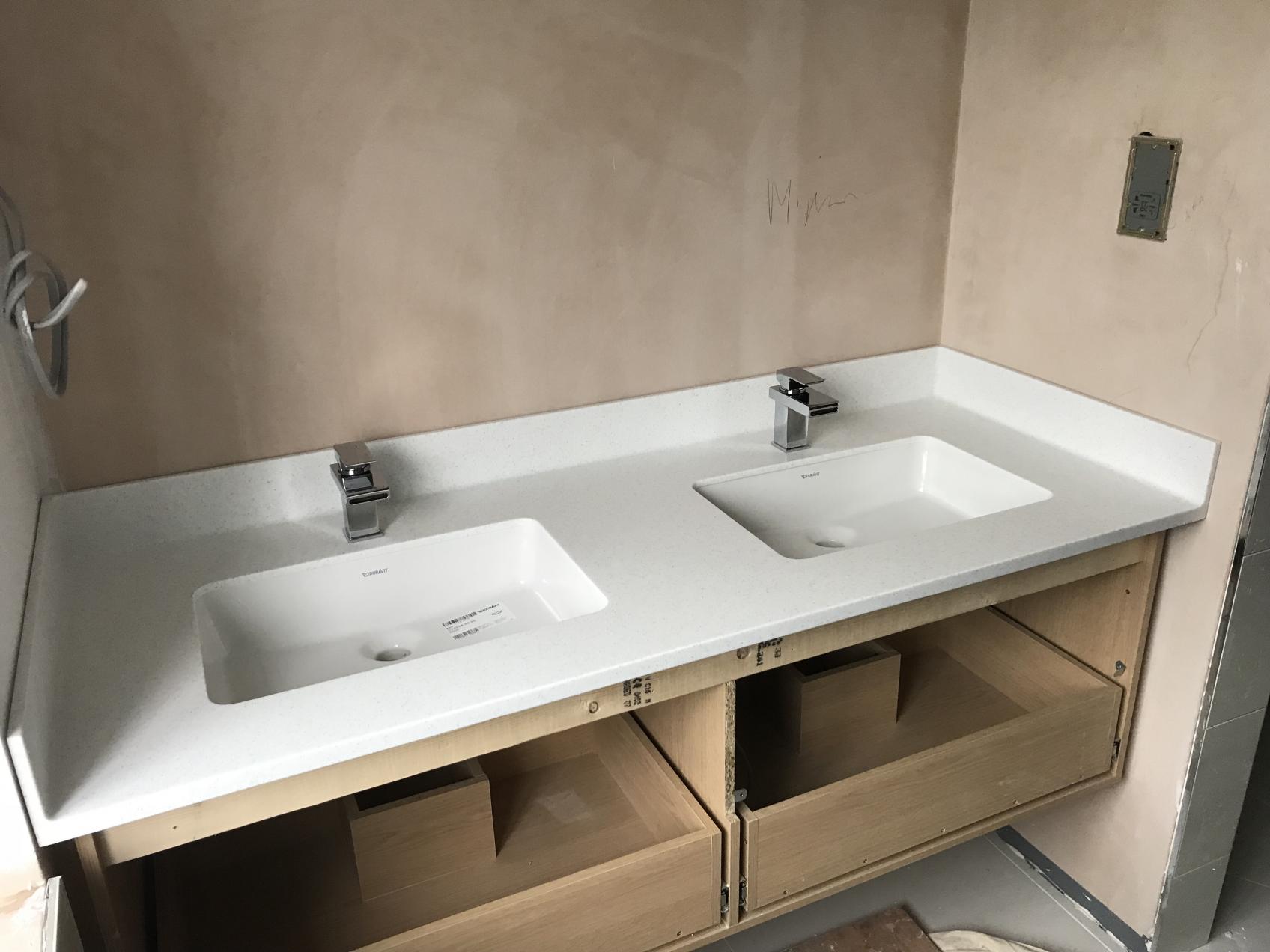 Corian Everest double sink bathroom worktop Crafted by Design
