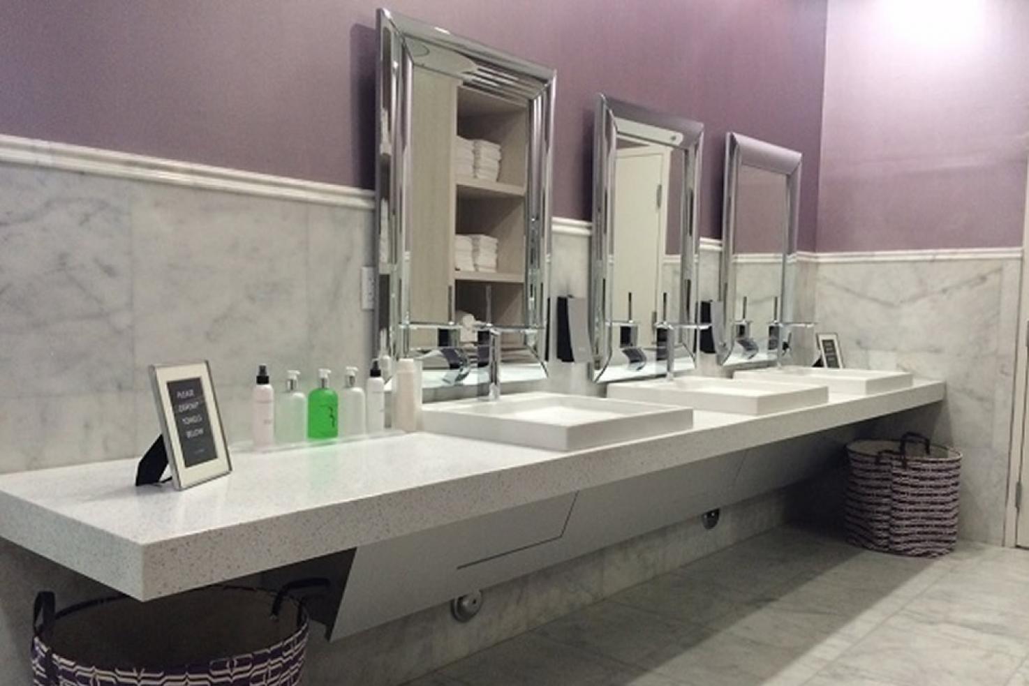 Avonite - avalanche vanity commercial bathroom 2