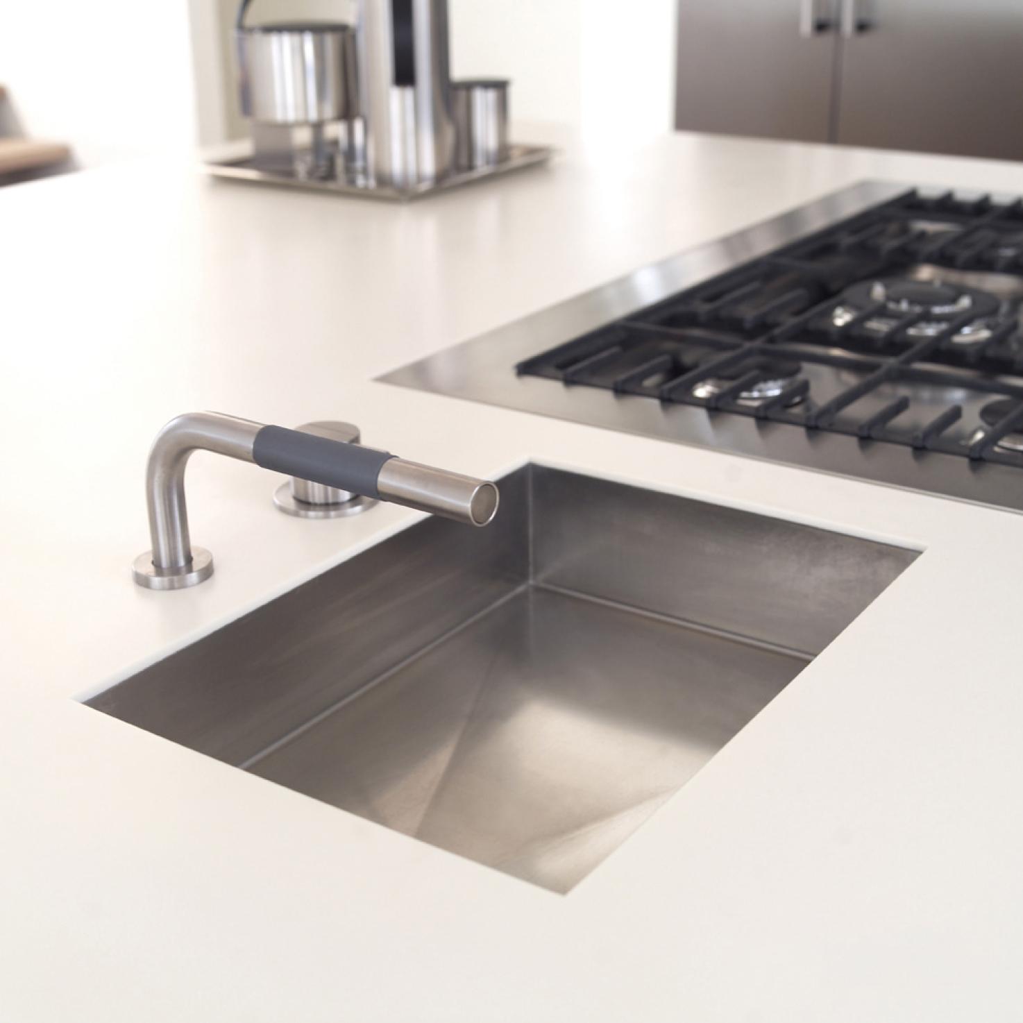 Corian Worktop with Undermounted Stainless Steel Sink